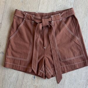 NWT- Lilla P High Waist Brown Women's Shorts, size 6